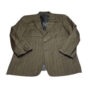 Hickey Freeman 100% Wool Brown Stripe 2 Button Blazer Sport Coat Size 40 Reg
